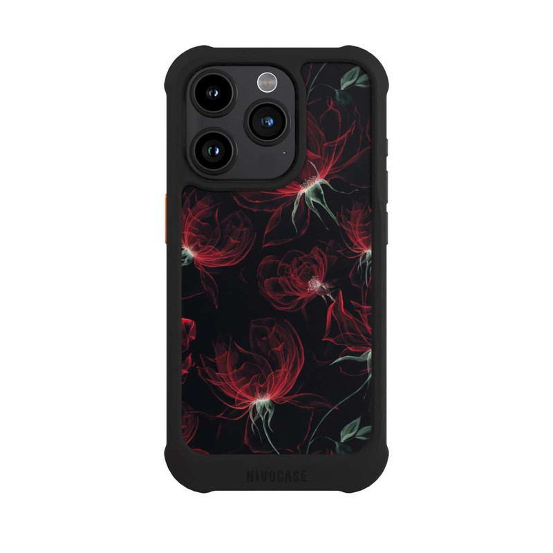 iPhone 15 Pro NIVOmax Tapete mit roten Blumen