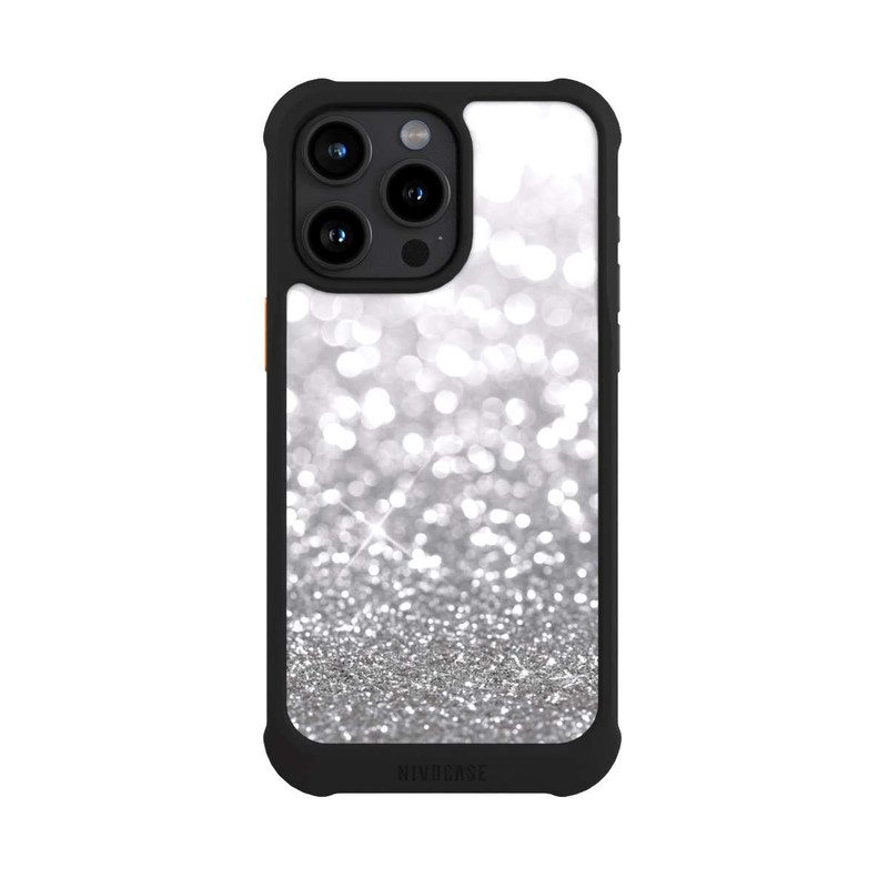 iPhone 15 Pro Max NIVOmax Pluie de Paillettes Argentées Look