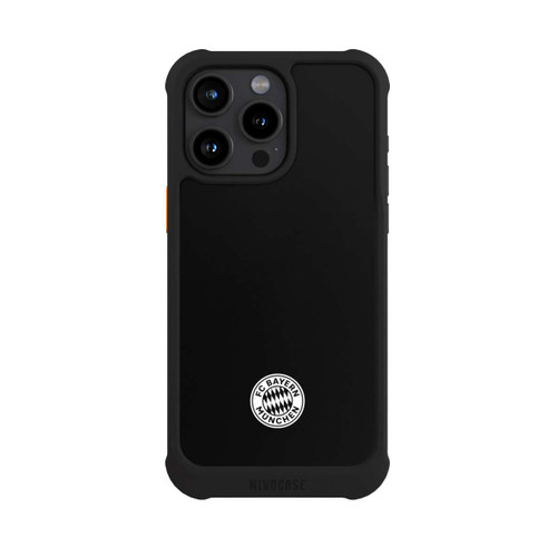 Apple iPhone 15 Pro Max NIVOmax Klassisches FCB Logo Klein - Weiß auf Schwarz