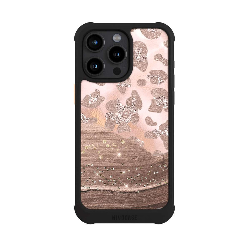 iPhone 15 Pro Max NIVOmax Silberner Leoparden Glitzerlook