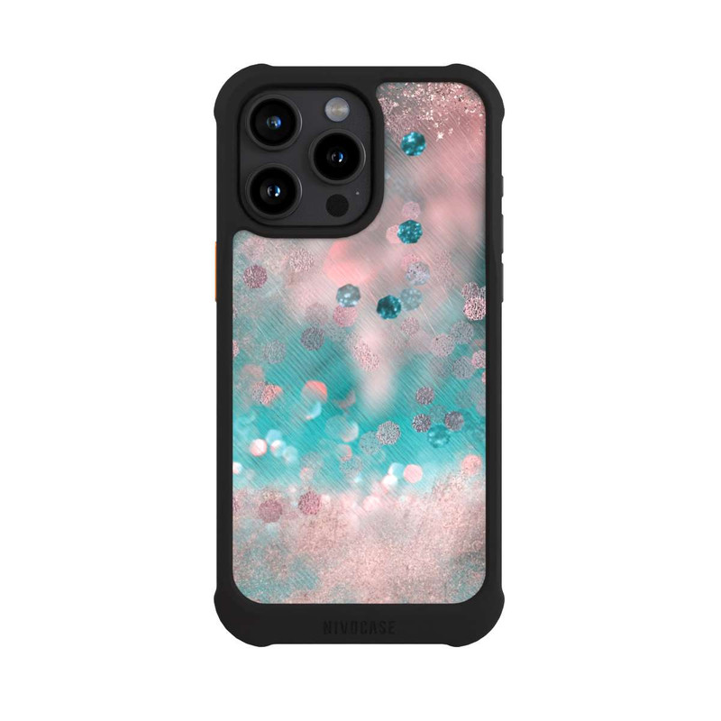 iPhone 15 Pro Max NIVOmax Look pailleté glamour turquoise