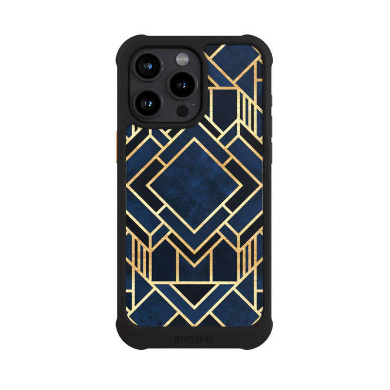 iPhone 15 Pro Max NIVOmax Kunst Deko Blau Golddruck