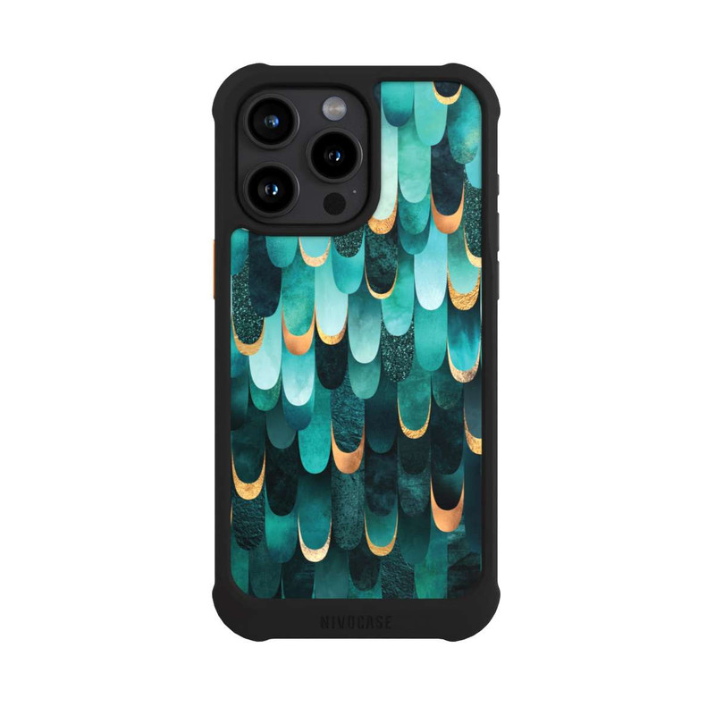 iPhone 15 Pro Max NIVOmax Gefiedert Türkis Golddruck