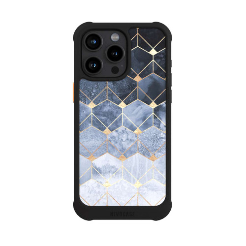 Apple iPhone 15 Pro Max NIVOmax Blaue Sechsecke und Diamanten Golddruck