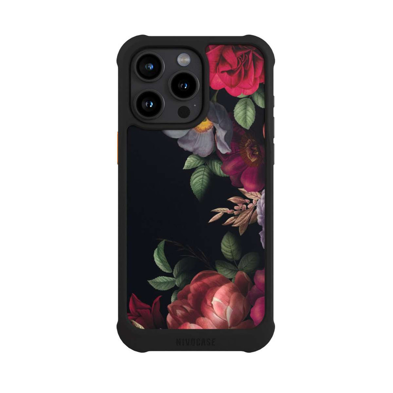 iPhone 15 Pro Max NIVOmax Fleurs sur noir