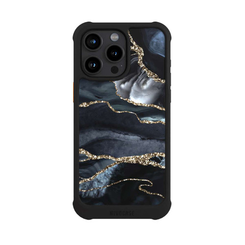 Apple iPhone 15 Pro Max NIVOmax Dunkler Marmor Gold Glitzerlook
