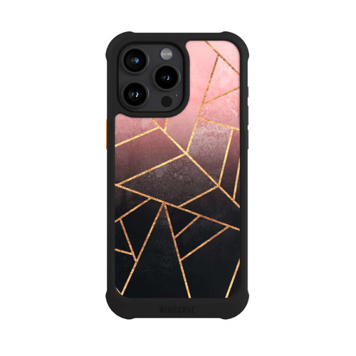 Apple iPhone 15 Pro Max NIVOmax Pinker und Schwarzer Stein Gold Druck