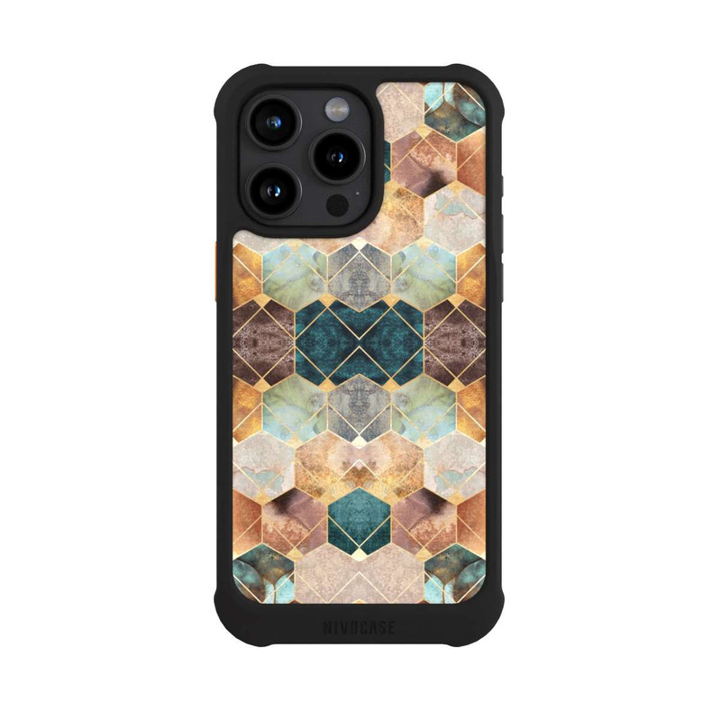 iPhone 15 Pro Max NIVOmax Naturfarbene Sechsecke und Diamanten