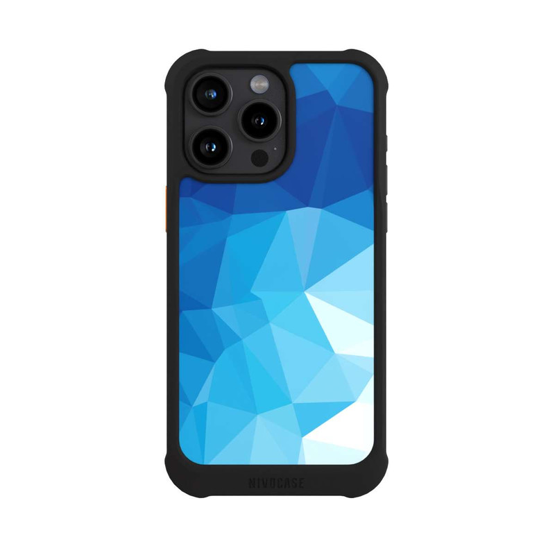 iPhone 15 Pro Max NIVOmax Mosaïque Polygonale Bleue