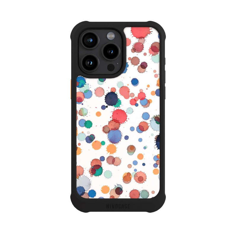 iPhone 15 Pro Max NIVOmax Gouttes Aquarelle Texture Bleu Jaune