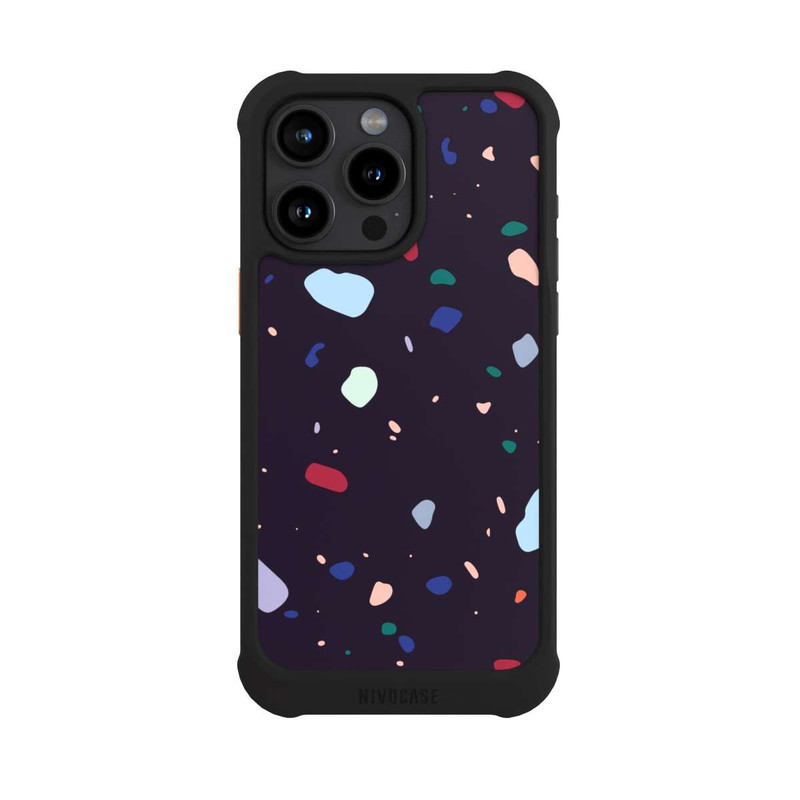 iPhone 15 Pro Max NIVOmax Terrazzo arrondi foncé moderne