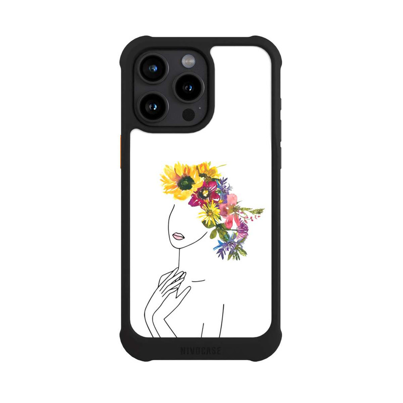 iPhone 15 Pro Max NIVOmax Line Art Frau mit Blumenkrone