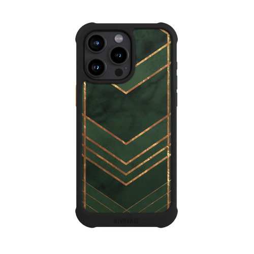 Apple iPhone 15 Pro Max NIVOmax Dark Green Pattern Golden Stripes