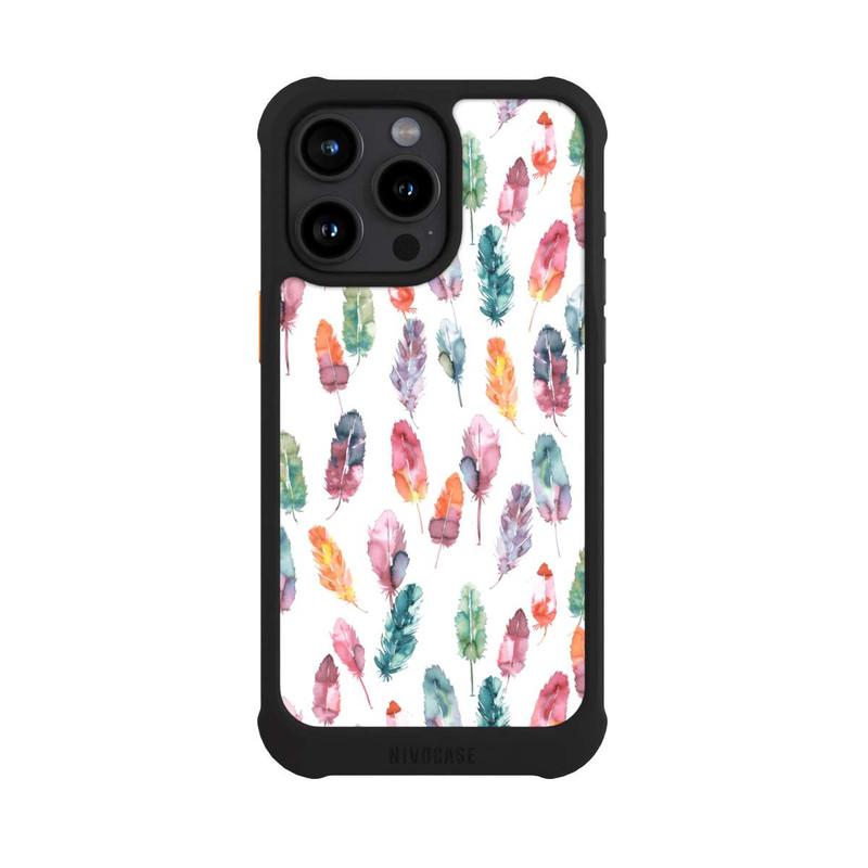 iPhone 15 Pro Max NIVOmax Plumes aquarelles bohèmes