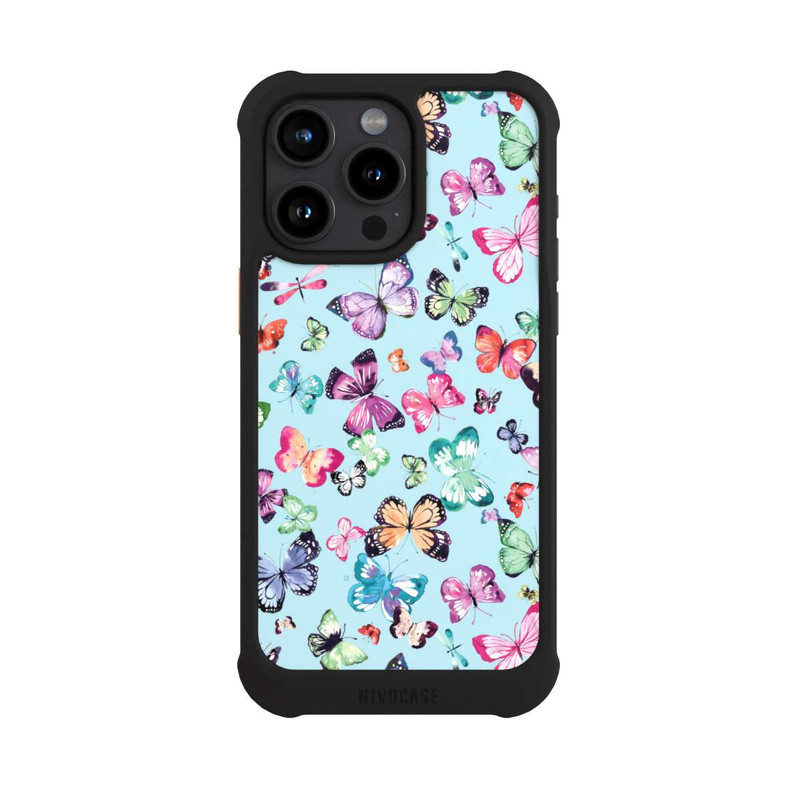 iPhone 15 Pro Max NIVOmax Butterflies Pink Orange Blue