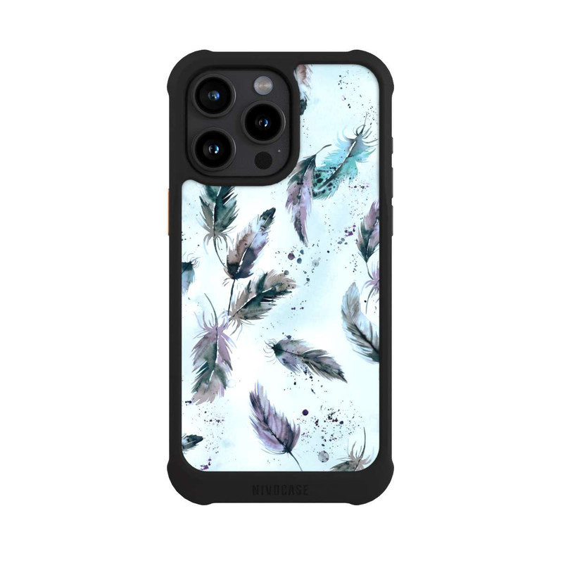 iPhone 15 Pro Max NIVOmax Magische Federn Sanftes Blau