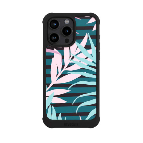 Apple iPhone 15 Pro Max NIVOmax Pastell-Dschungelblätter rosa blaugrün