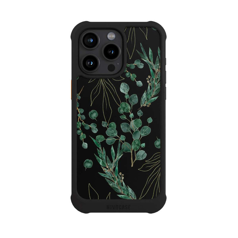 iPhone 15 Pro Max NIVOmax Feuilles d'Eucalyptus Fond Noir
