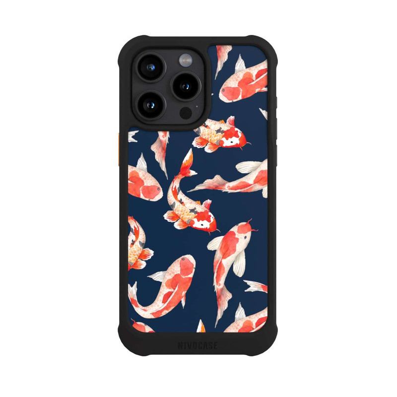 iPhone 15 Pro Max NIVOmax Koi auf blauem Hintergrund