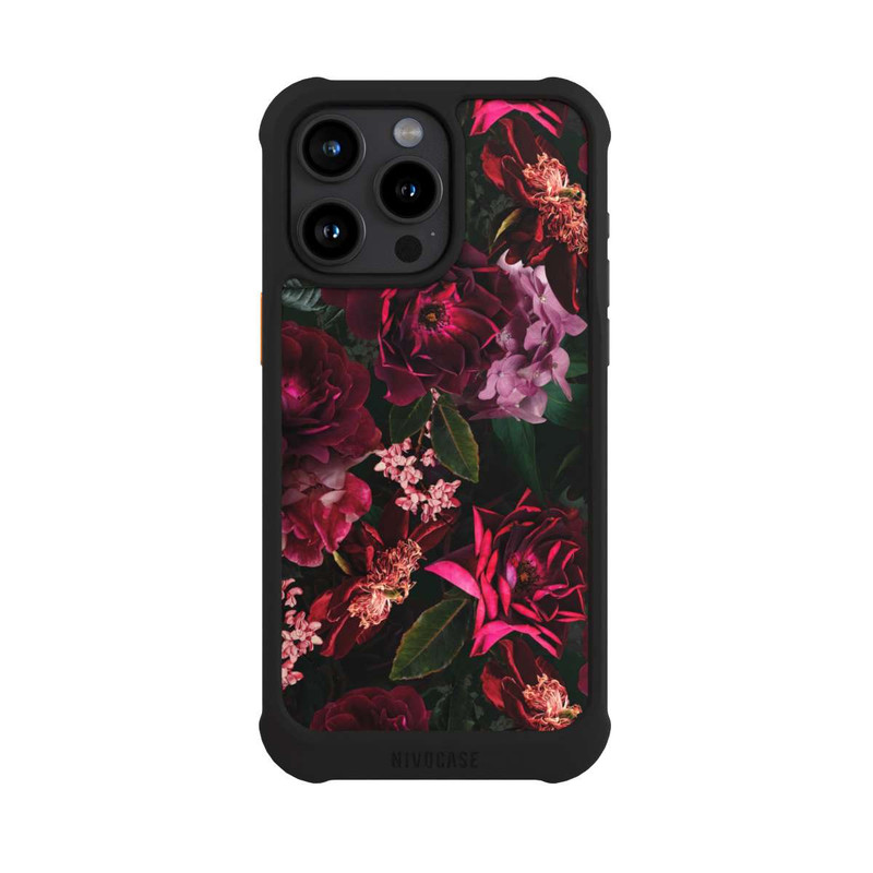 iPhone 15 Pro Max NIVOmax Dunkelrote und rosa Blüten