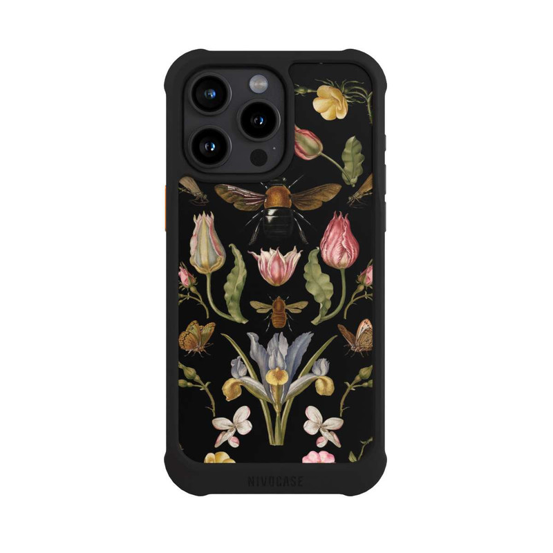 iPhone 15 Pro Max NIVOmax Wildblumen und Biene Schwarz