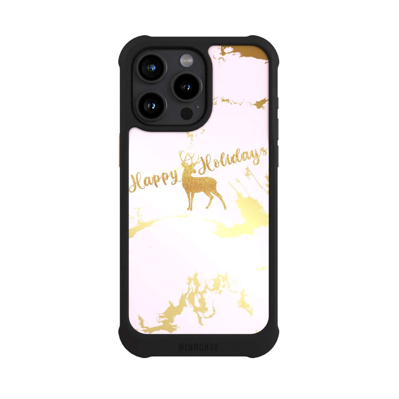 iPhone 15 Pro Max NIVOmax Happy Holidays Reindeer Gold