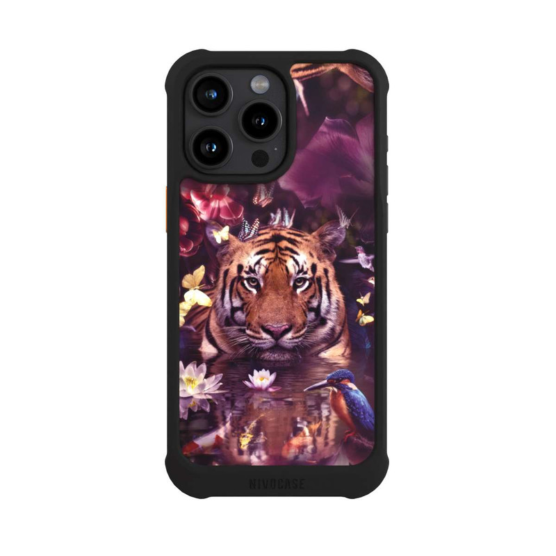 iPhone 15 Pro Max NIVOmax Tiger Blumenrahmen