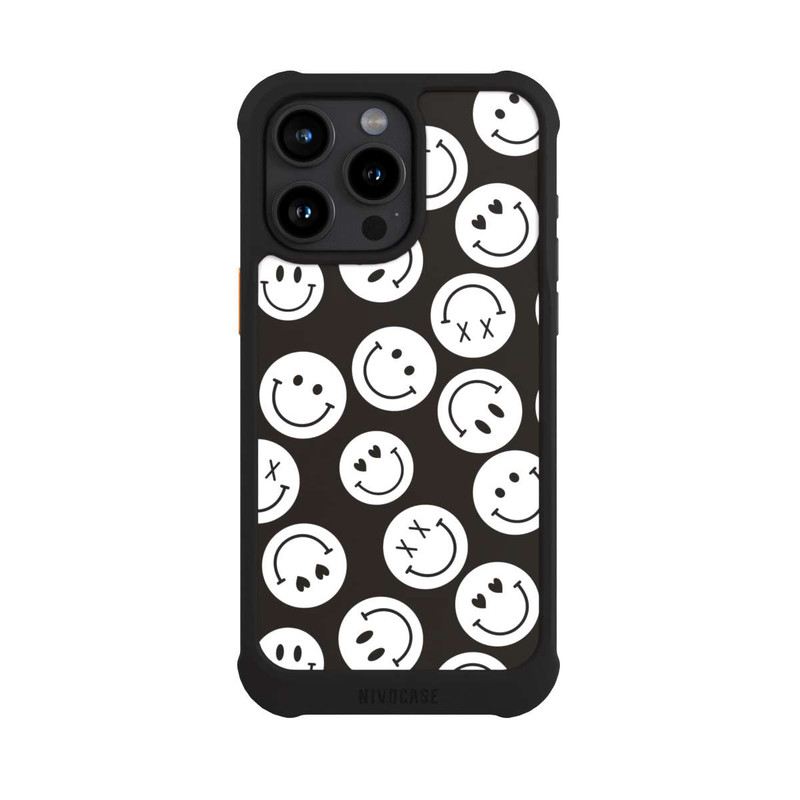 iPhone 15 Pro Max NIVOmax Smiles Emotes Pattern Black And White