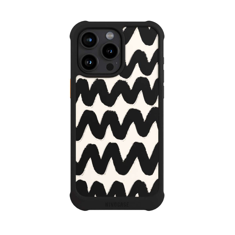iPhone 15 Pro Max NIVOmax Vagues Noires Pattern