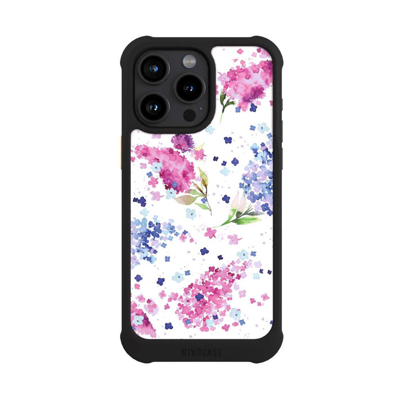 iPhone 15 Pro Max NIVOmax Hortensien Lila und Rosa Blumen