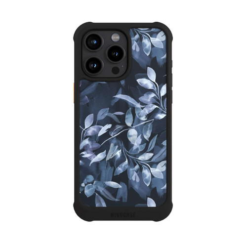 Apple iPhone 15 Pro Max NIVOmax Mystische Aquarellblätter marineblau