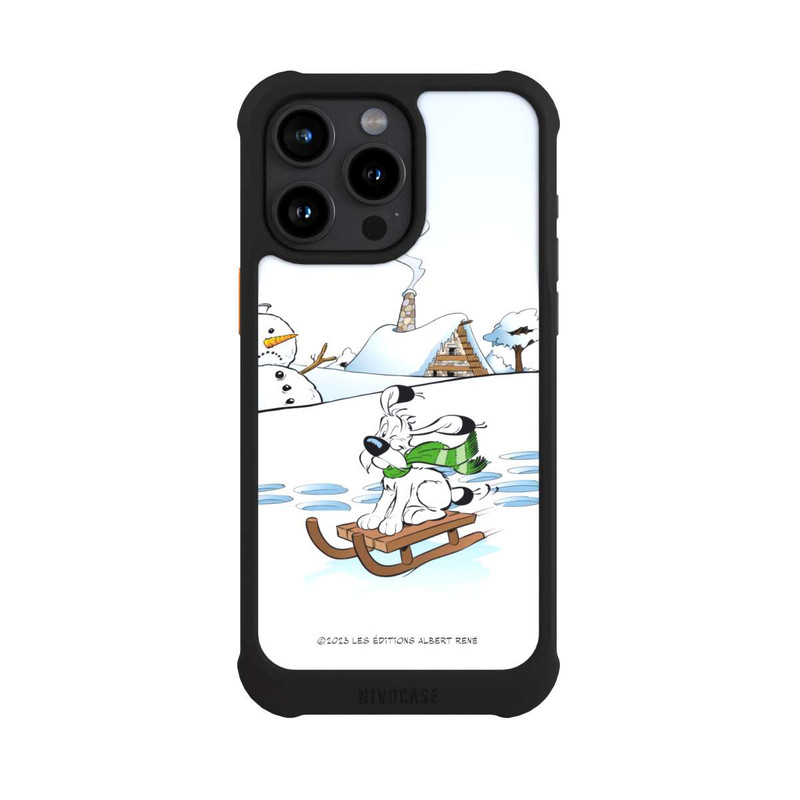 iPhone 15 Pro Max NIVOmax Idéfix fait du traîneau