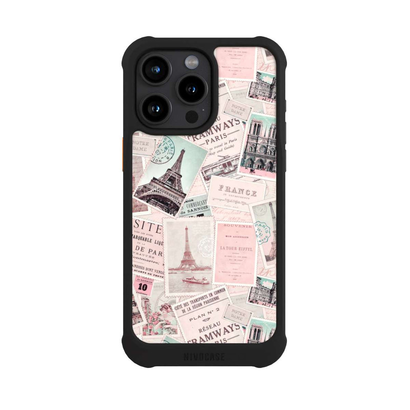iPhone 15 Pro Max NIVOmax Vintage Paris Postcards Pattern