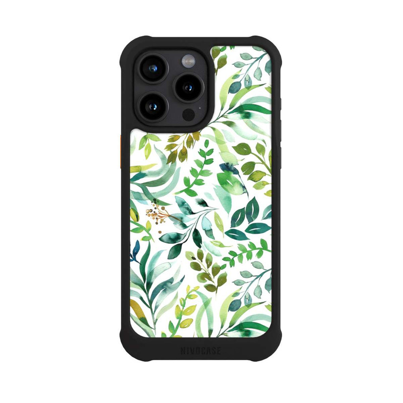 iPhone 15 Pro Max NIVOmax Watercolor Palms Leaves Botanical Green