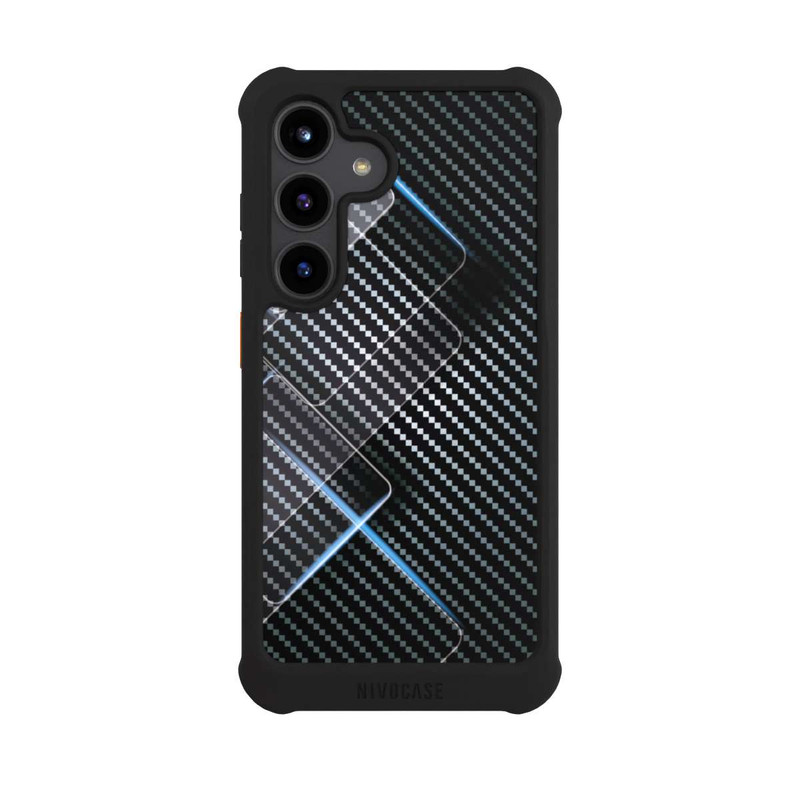 Galaxy S24 NIVOmax Blaue Linien auf Karbon