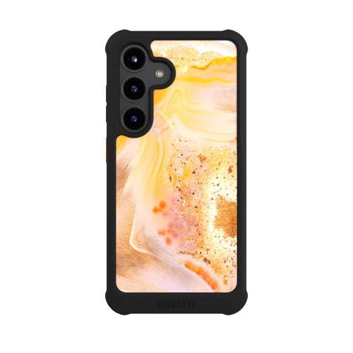 Samsung Galaxy S24 NIVOmax Orangefarbener Glitzer Marmorlook