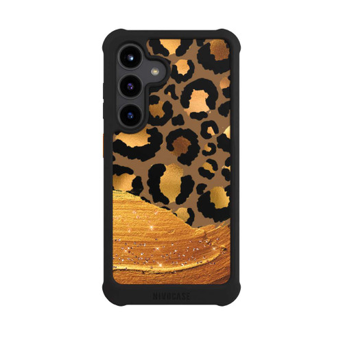 Samsung Galaxy S24 NIVOmax Dunkelgoldener Leoparden Glitzerlook