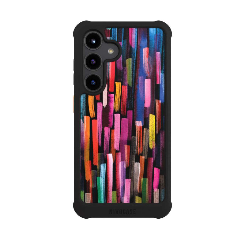 Galaxy S24 NIVOmax Bunte Pinselstriche schwarz