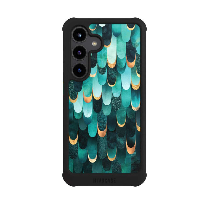 Galaxy S24 NIVOmax Gefiedert Türkis Golddruck