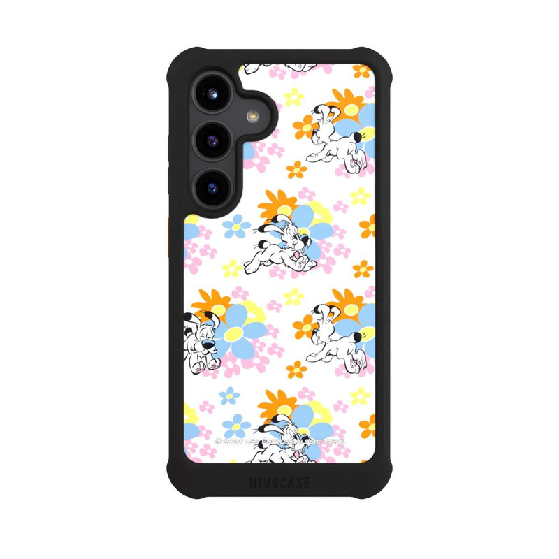 Galaxy S24 NIVOmax Idéfix sur fleurs colorées
