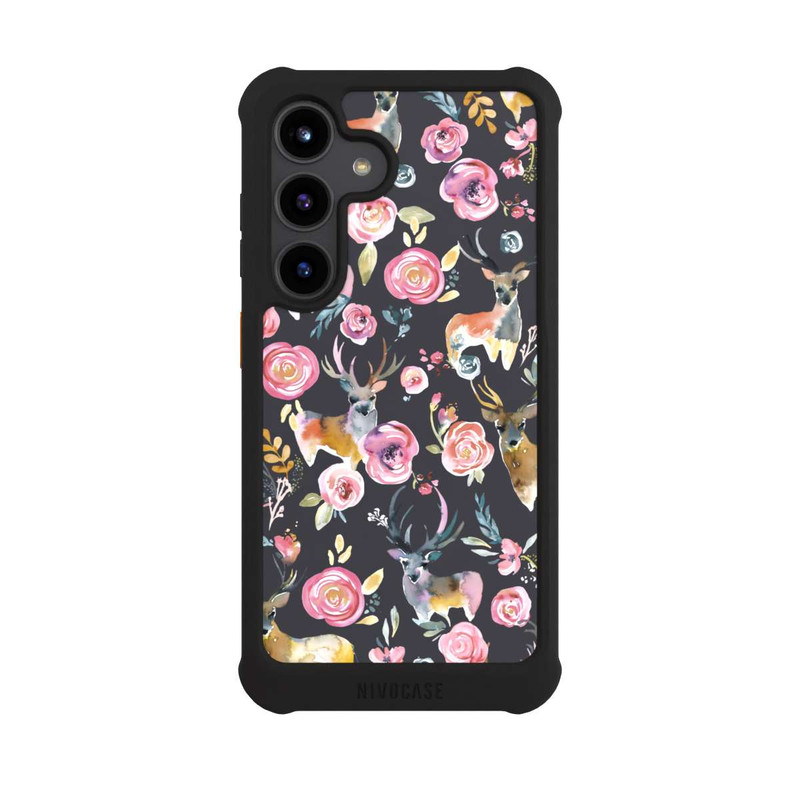 Galaxy S24 NIVOmax Cerfs et fleurs Anthracite