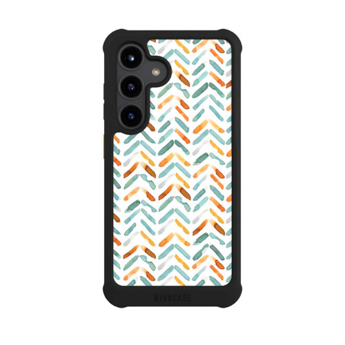 Samsung Galaxy S24 NIVOmax Elegantes Herbstchevron Blau Orange