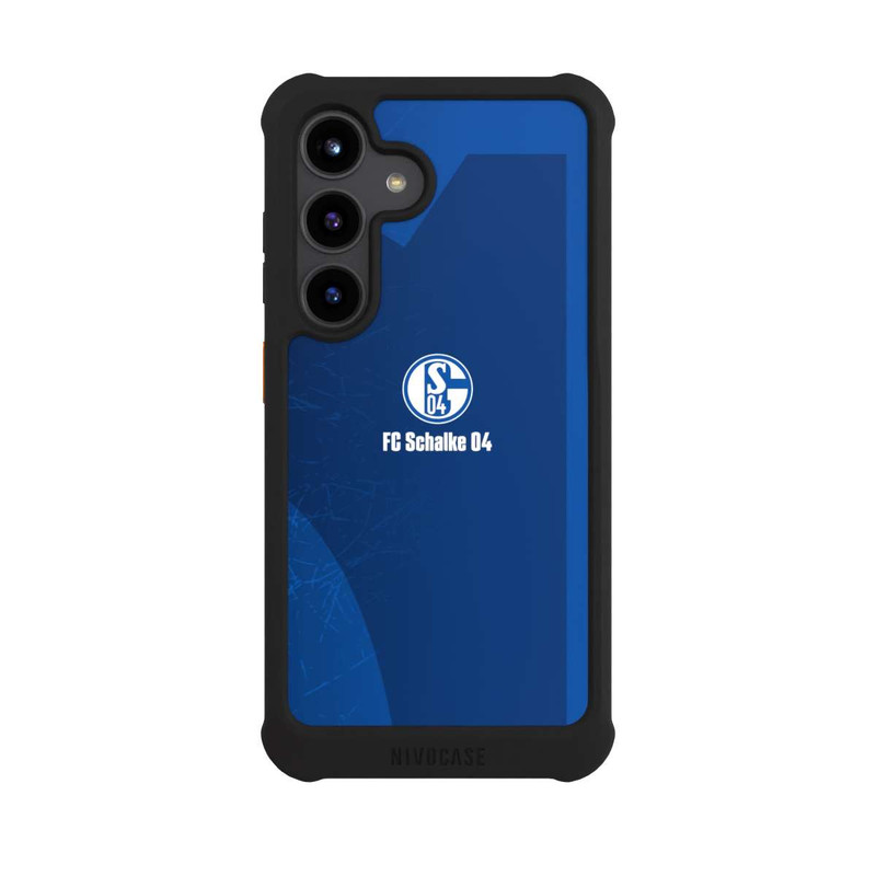 Galaxy S24 NIVOmax Schalke 04 Blauer Hintergrund Mit Logo
