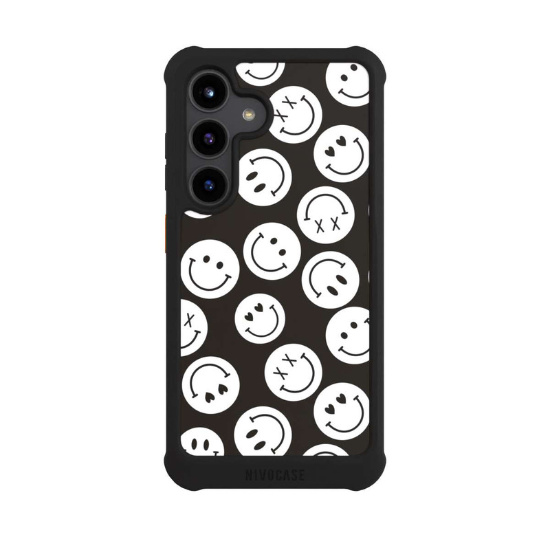 Galaxy S24 NIVOmax Smiles Emotes Pattern Black And White