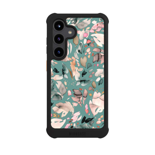 Samsung Galaxy S24 NIVOmax Abstrakte Blumenblätter grün