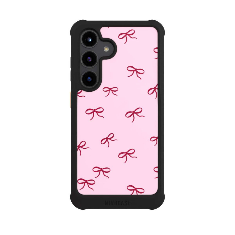 Galaxy S24 NIVOmax Schleifen Muster Rot Pink