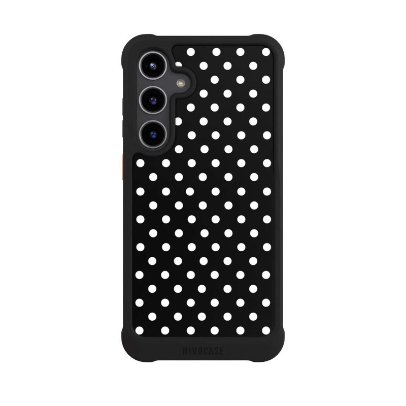 Galaxy S24 + NIVOmax Confettis blancs sur fond noir