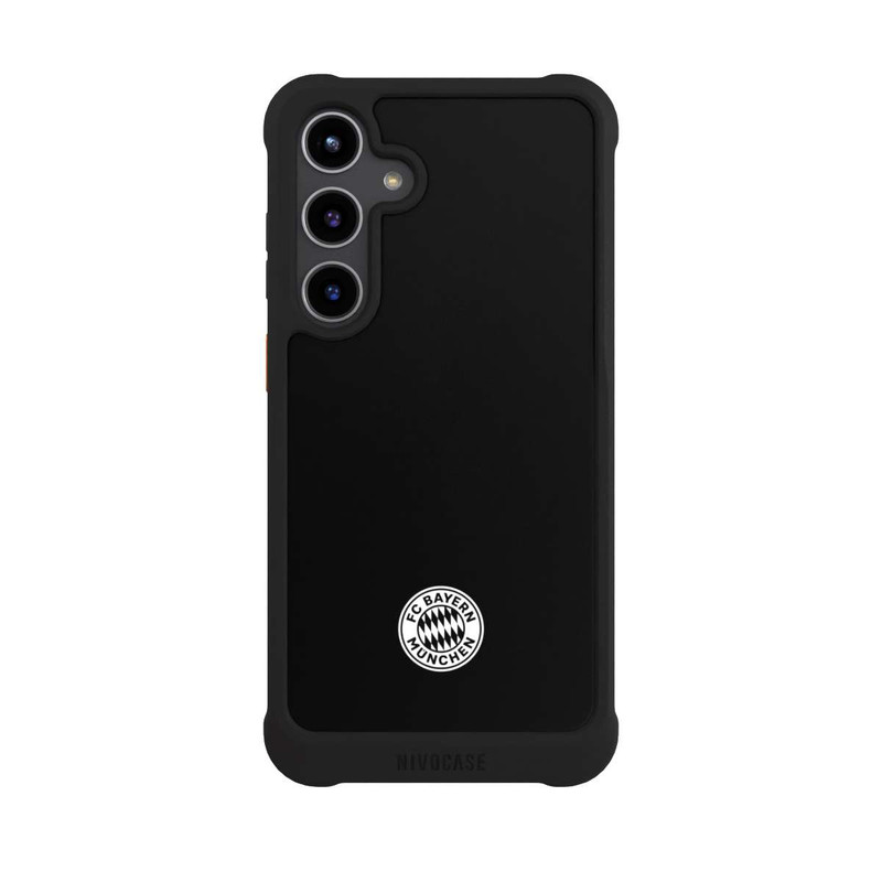 Galaxy S24 + NIVOmax Logo FCB Classique Petit - Blanc sur Fond Noir