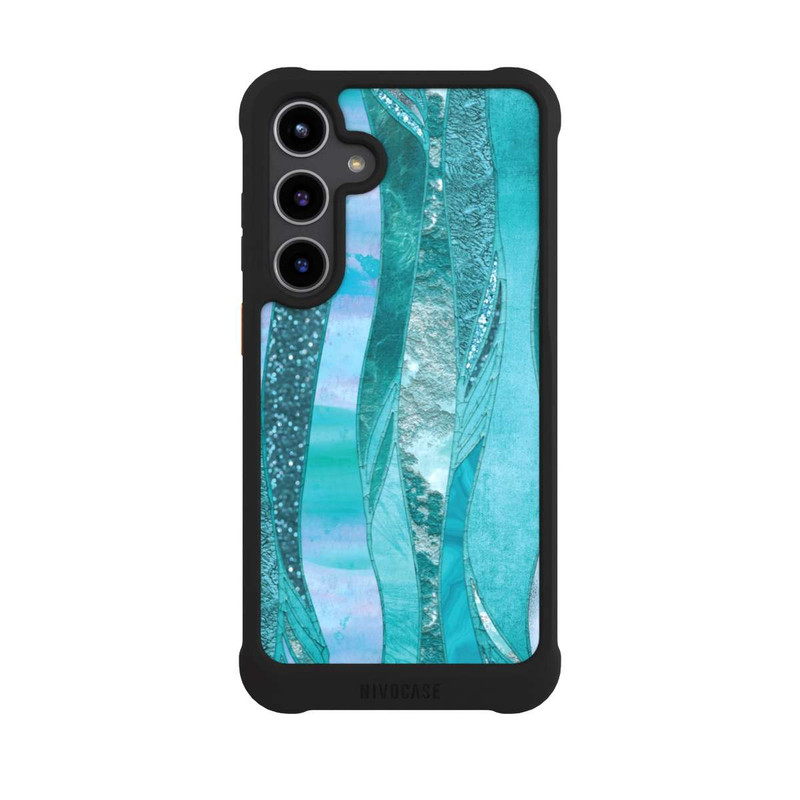 Galaxy S24 + NIVOmax glamouröser Glitzerlook blau