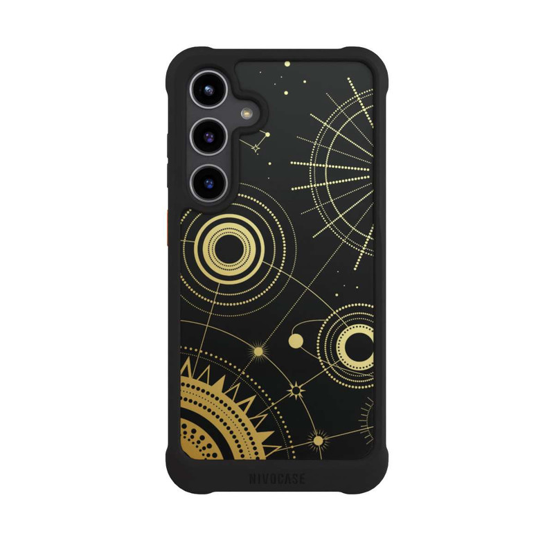 Galaxy S24 + NIVOmax Schwarzer und goldener Look Abstrakt
